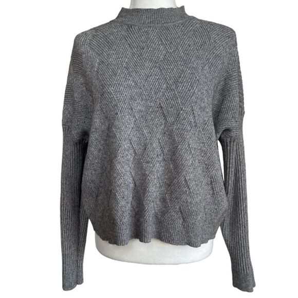 RAYA {Cyrus Knits} Cable Knit Ribbed Mock Neck Sweater - Large - Picture 1 of 9